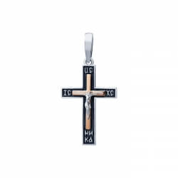 Крест серебряный с черной эмалью и золотом 