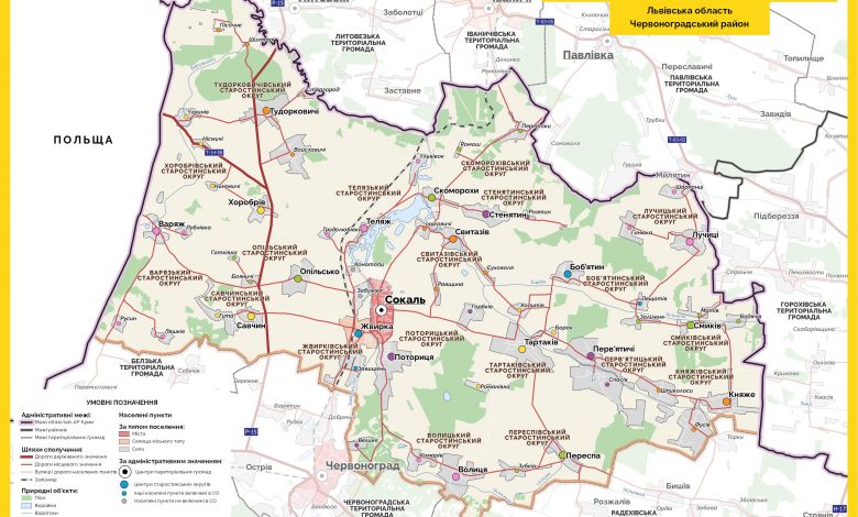 мапа нового адміністративно-територіального устрою Сокальської громади