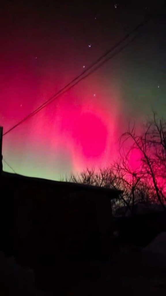 полярне сяйво на Сокальщині, Тартаків. Авторка світлини - Ірина Ковалів