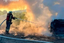 У селі Глинськ на Львівщині після ДТП загорівся автомобіль