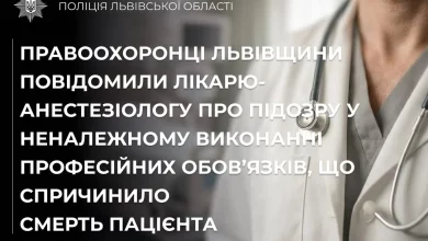 На Золочівщині анестезіологу повідомили про підозру після смерті пацієнта