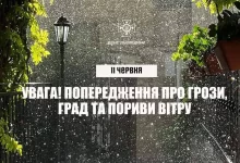 11 червня на Львівщині прогнозують грози, град і сильний вітер