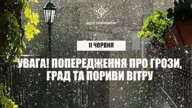11 червня на Львівщині прогнозують грози, град і сильний вітер