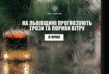 На Львівщині 15 червня прогнозують грози та сильний вітер