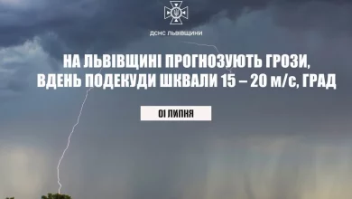 На Львівщину 1 липня прогнозують грози, шквали та град