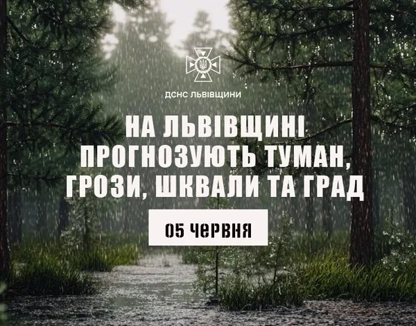 На Львівщині 5 червня прогнозують туман, грози та шквалистий вітер