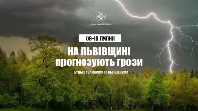 На Львівщині попереджають про грози 9–10 липня