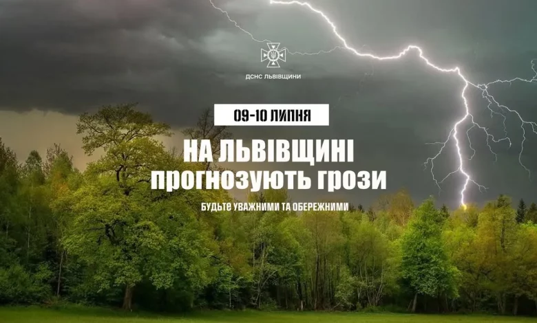 На Львівщині попереджають про грози 9–10 липня