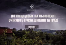 На Львівщині до кінця доби прогнозують грози, шквали та град