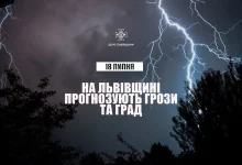На Львівщині 18 липня очікують грози, град і шквали