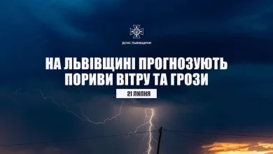 21 липня на Львівщині прогнозують пориви вітру та грози