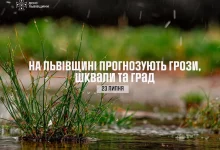 23 липня на Львівщині прогнозують грози, шквали та град