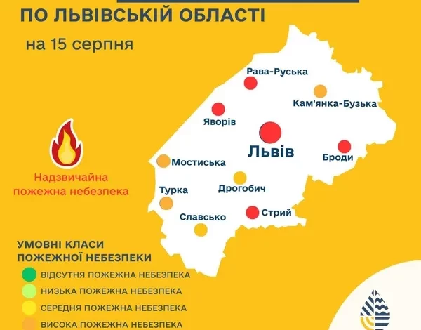 15 серпня очікують високу та надзвичайну пожежну небезпеку