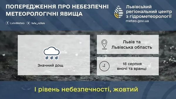 18 серпня на Львівщині очікують грози та сильний вітер
