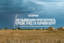 На Львівщині 22 серпня очікують грози, град і сильний вітер