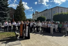 У Стрию освятили новий стінопис «Варта світла» на вулиці Шевченка