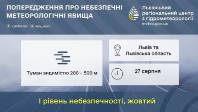 На Львівщині попереджають про туман 27 серпня