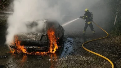 У Красному на Золочівщині згорів легковий автомобіль під час руху