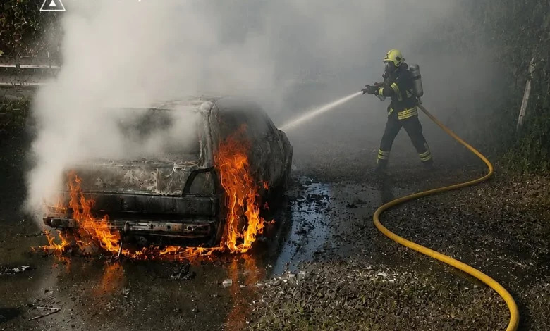 У Красному на Золочівщині згорів легковий автомобіль під час руху
