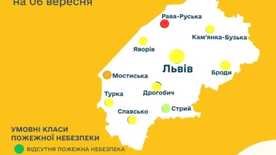 Прогноз пожежної небезпеки на 6 вересня у Мостиськах та Раві-Руській