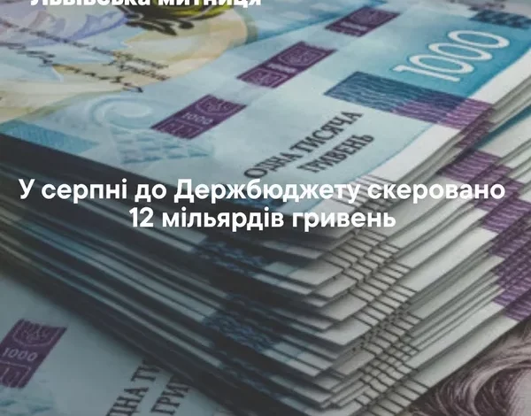 Львівська митниця у серпні перерахувала до держбюджету майже 12 млрд грн