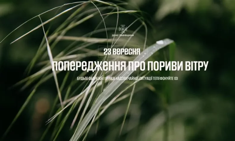 На Львівщині 23 вересня очікуються сильні пориви вітру