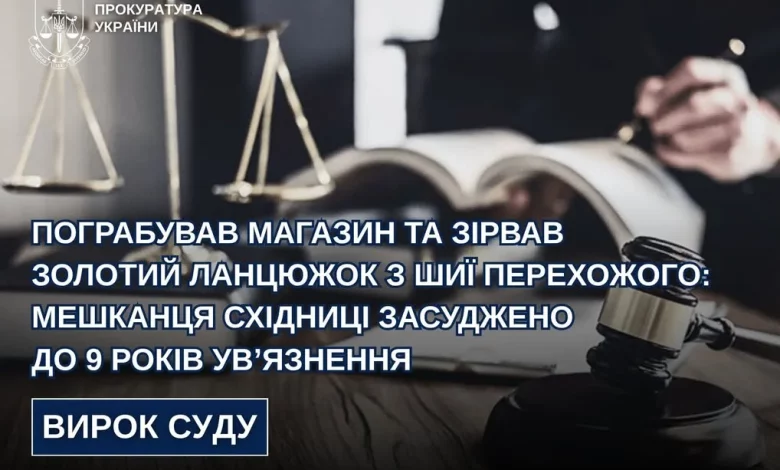 За два грабежі у Бориславі та Східниці засудили мешканця Закарпаття до 9 років